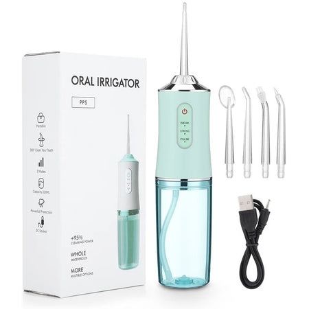 Jet dentaire gencives senssibles - Oral Irrigator X67 Vert - 4 canules - un câble de recharge - Monhydropulseur.fr