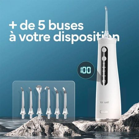 Hydropulseur portable - Mornwell F52 Blanc - plus 5 buses dentaire - monhydropulseur.fr